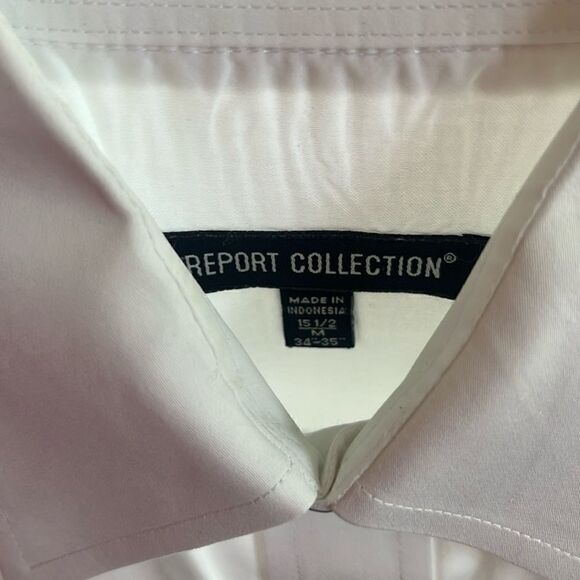 Men’s Medium Report Collection Button Up Dress Shirt White - Picture 2 of 4
